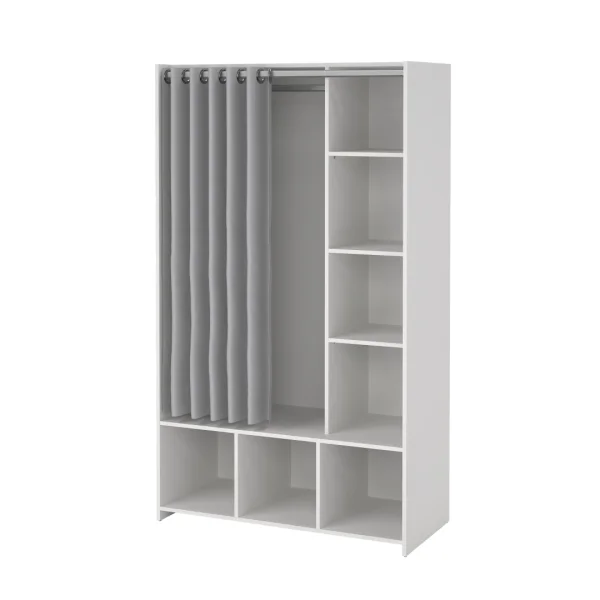 Kit Kleiderschrank mit Vorhang hellgrau.