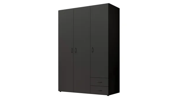 Kleiderschrank graphit - 120 cm -  3-türig - BASE
