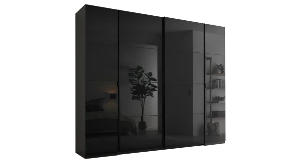 Kleiderschrank graphit 267 cm 4-türig - Glasfront - MUFO