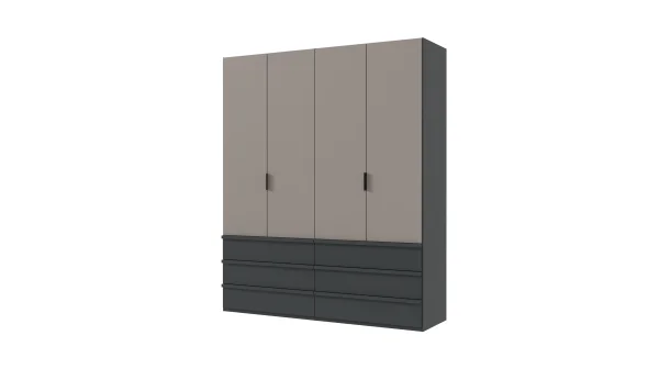Kleiderschrank graphit grau - 200 cm - 2-türig - OXFORD