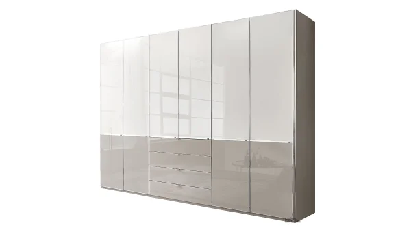 Kleiderschrank mit Glasfront 300 cm - weiß - SHANGHAI 2