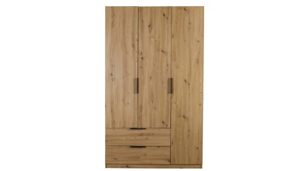 Kleiderschrank mit Schubladen 3-türig Eiche 122 cm - ESPRESSO