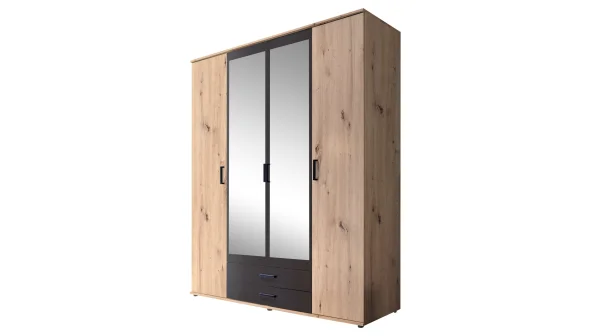 Kleiderschrank mit Spiegel -  Artisan Eiche - anthrazit - 160 cm - CHICAGO