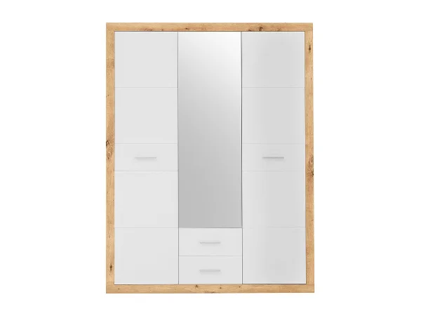 Kleiderschrank mit Spiegel - Artisan Eiche - weiß - 151 cm - STONE