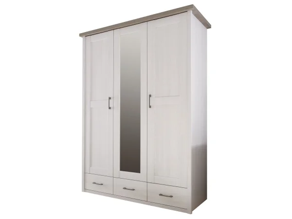 Kleiderschrank mit Spiegel - Pinie - Trüffel -  148 cm - LUCA