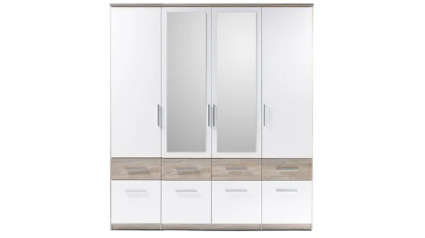 Kleiderschrank mit Spiegel - Sonoma Eiche - weiß - 180 cm - BOX