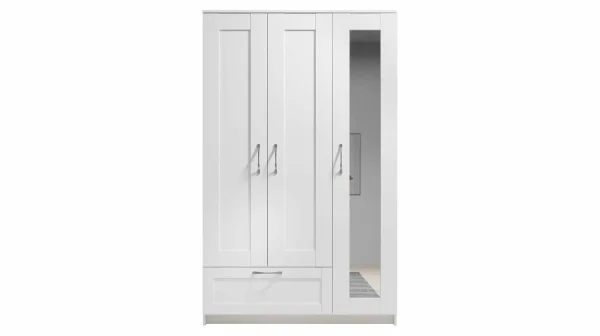 Kleiderschrank mit Spiegel - weiß - 117 cm - SALIAS