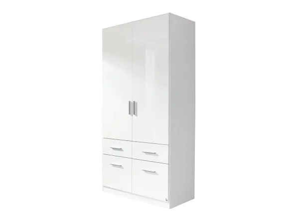 Kleiderschrank weiß hochglanz - rauch - 91 cm - CELLE