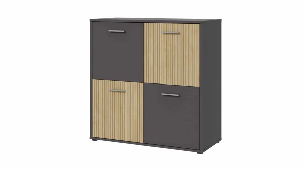 Kommode anthrazit - Artisan Eiche 93 cm 4-türig - QUADRO