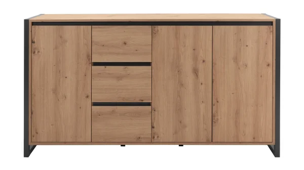 Kommode Artisan Eiche - anthrazit 160 cm 3 Türen - DENVER