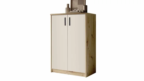 Kommode beige - Artisan Eiche 74 x 50 cm - 2-türig - NELLY