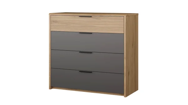 Kommode grau Wildeiche - 4 Schubladen - 100 cm - VALPECULA