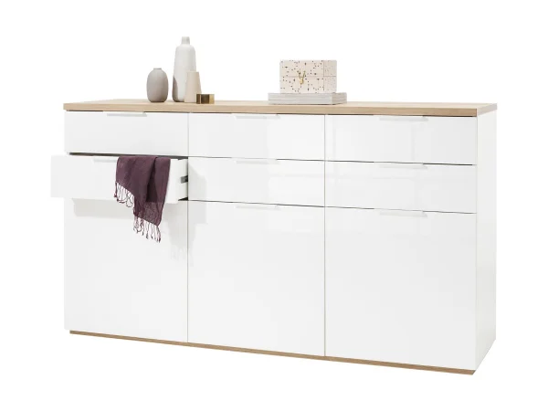 Kommode hochglanz weiß - Schubladen 180 cm - MUNDI