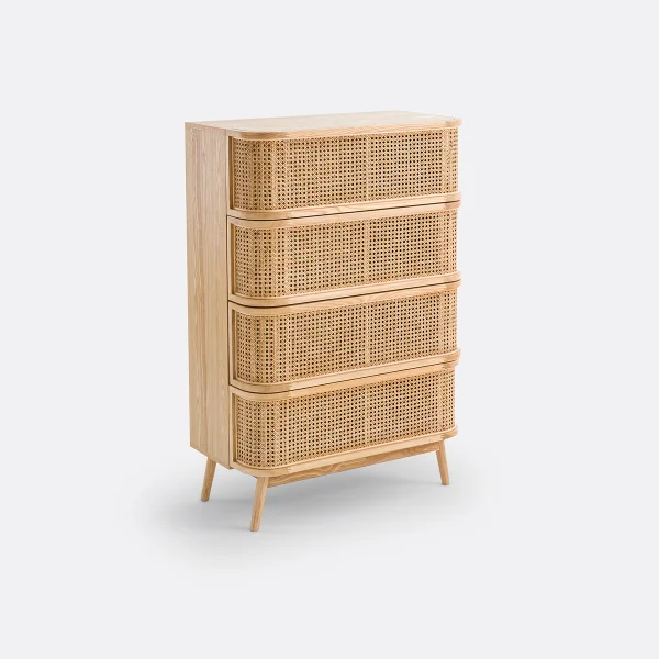 Kommode Laora Mit 4 Rattanschubladen