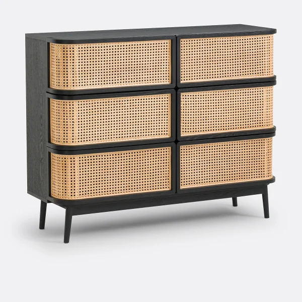 Kommode Laora Mit 6 Rattanschubladen