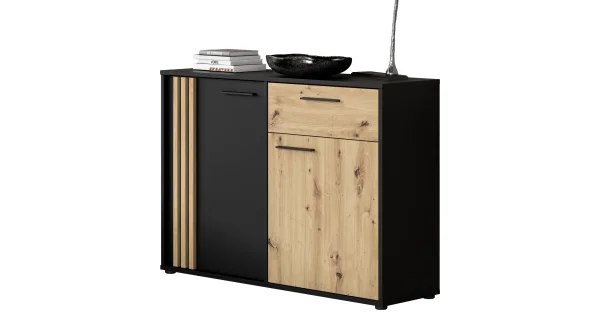 Kommode mit 1 Schublade Artisan Eiche - schwarz 115 cm - CARDIGAN