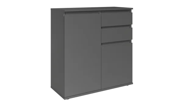 Kommode mit 2 Schubladen anthrazit 80 x 35 cm - 2-türig - BRESTA