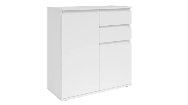 Kommode mit 2 Schubladen weiß 80 x 35 cm - 2-türig - BRESTA