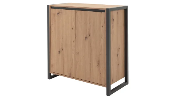 Kommode mit 2 Türen Artisan Eiche - anthrazit 80 cm - DENVER