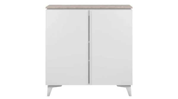 Kommode mit 2 Türen weiß - Sandstein 88 x 92 cm - BERTRIX