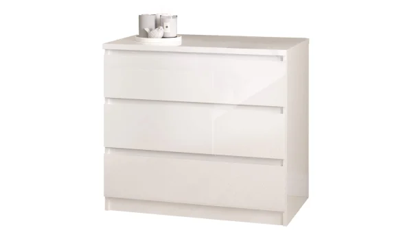 Kommode mit 3 Schubladen weiß hochglanz 77 cm - NAIA