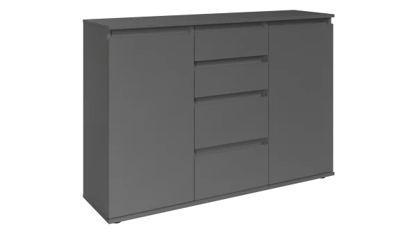 Kommode mit 4 Schubladen anthrazit 119 x 35 cm - 2-türig - BRESTA