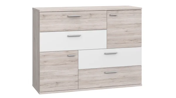 Kommode Sandeiche - weiß 125 cm - SKIVE