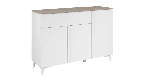 Kommode Schublade weiß - Sandstein 133 cm - BERTRIX