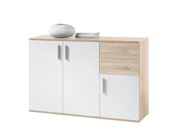 Kommode Sonoma Eiche - weiß 120 cm - BOBBY