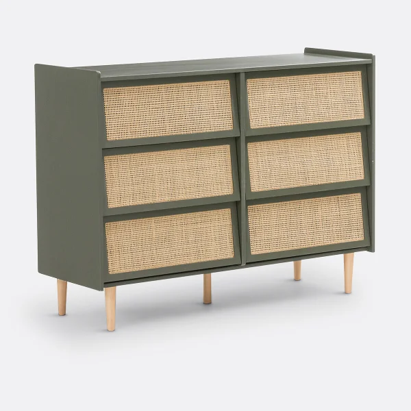 Kommode Taga Mit 6 Rattanschubladen