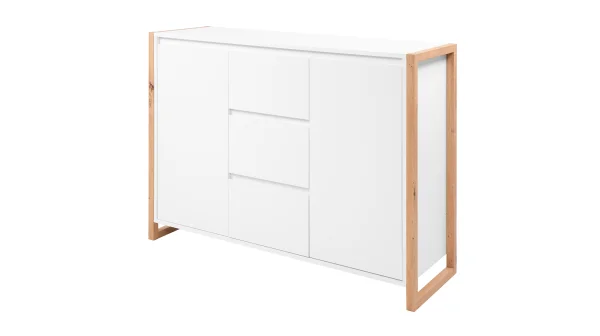 Kommode weiß Artisan Eiche 2-türig 120 x 40 cm - DENVER