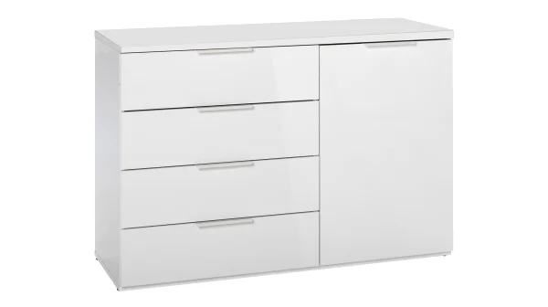 Kommode weiß hochglanz 120 x 83 cm 4 Schubladen - MUNDI