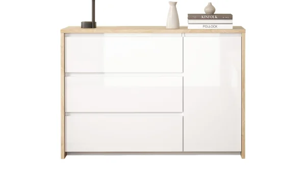 Kommode weiß hochglanz - Jackson Hickory 119 cm x 48 cm - NEXT