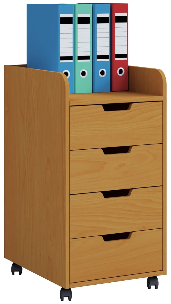 Konal Maxi Kommode , Büroarchiv auf Rädern 1 Regal und 4 Schubladen Buche dekor.