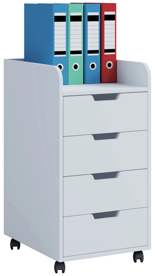 Konal Maxi Kommode , Büroarchiv auf Rädern 1 Regal und 4 Schubladen weiß.