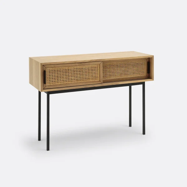 Konsole Waska, Eiche Und Rattan