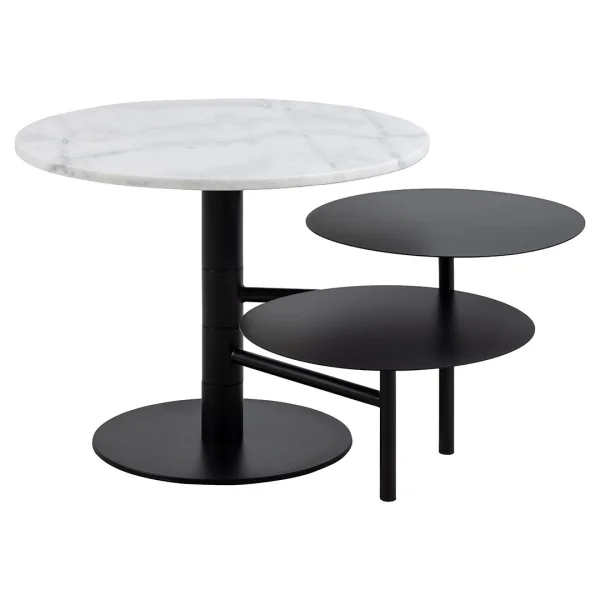 Lahti Couchtisch Marmor weiß schwarz.