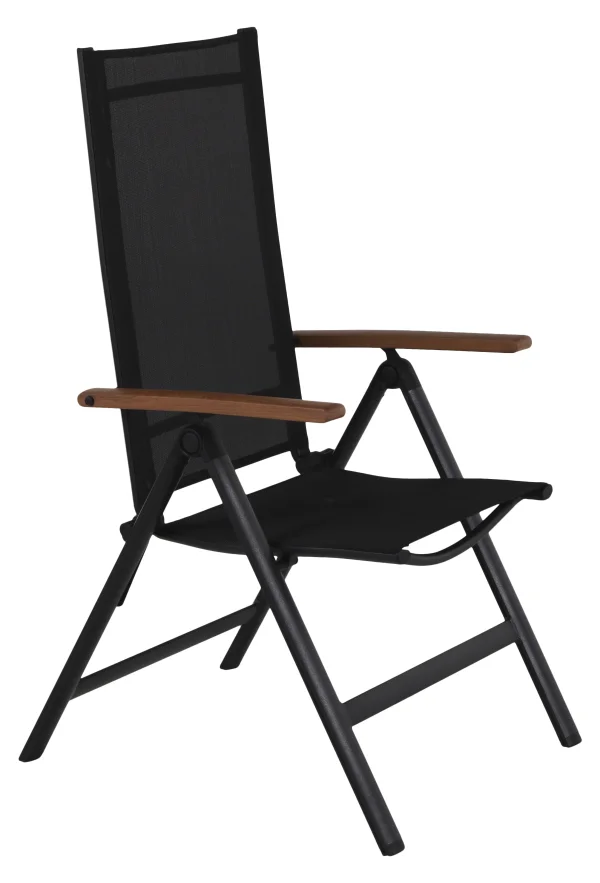 Lamira Gartenstuhl Positionsstuhl, schwarz und teak Armlehnen.