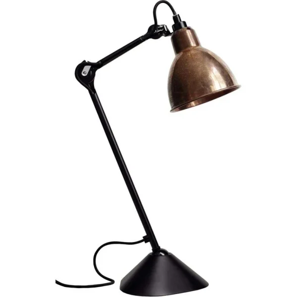 Lampe Gras - 205 Tischleuchte Schwarz/Roh Kupfer/Weiß