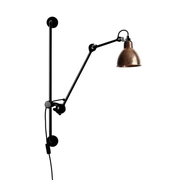 Lampe Gras - 210 Wandleuchte Schwarz/Raw Kupfer/Weiß