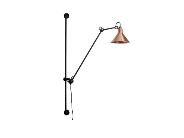 Lampe Gras - 214 Wandleuchte Conic Schwarz/Raw Kupfer