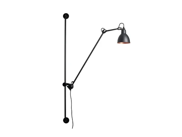Lampe Gras - 214 Wandleuchte Round Schwarz/Schwarz/Kupfer