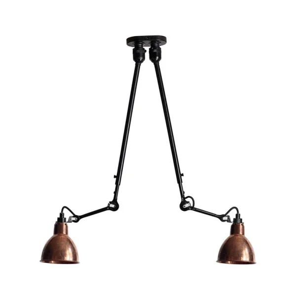 Lampe Gras - 302 Double Deckenleuchte Schwarz/Raw Copper