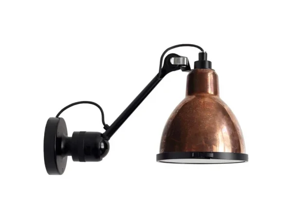 Lampe Gras - 304 Classic Outdoor Seaside Wandleuchte Schwarz/Raw Kupfer/Weiß