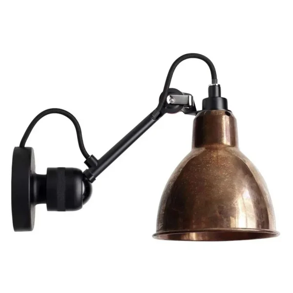Lampe Gras - 304 Wandleuchte Schwarz/Raw Kupfer