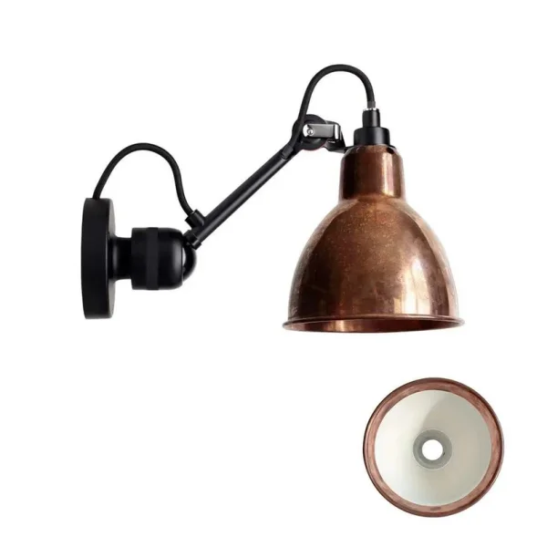 Lampe Gras - 304 Wandleuchte Schwarz/Raw Kupfer/Weiß
