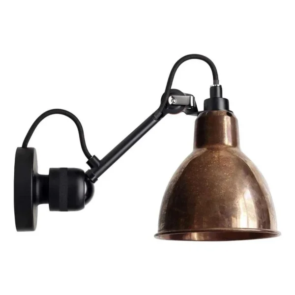 Lampe Gras - 304CA Wandleuchte Schwarz/Raw Kupfer