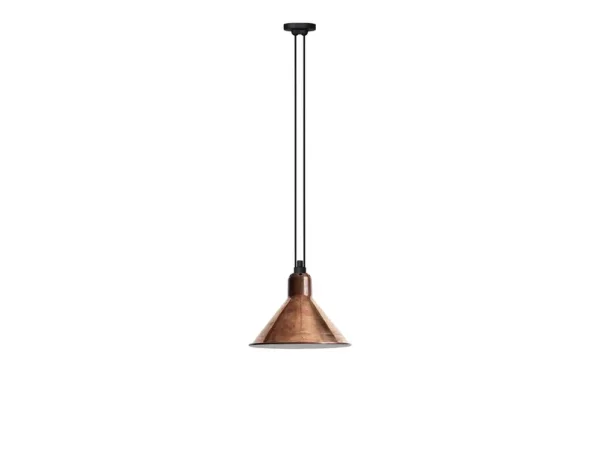 Lampe Gras - 322 L Pendelleuchte Conical Raw Copper/White