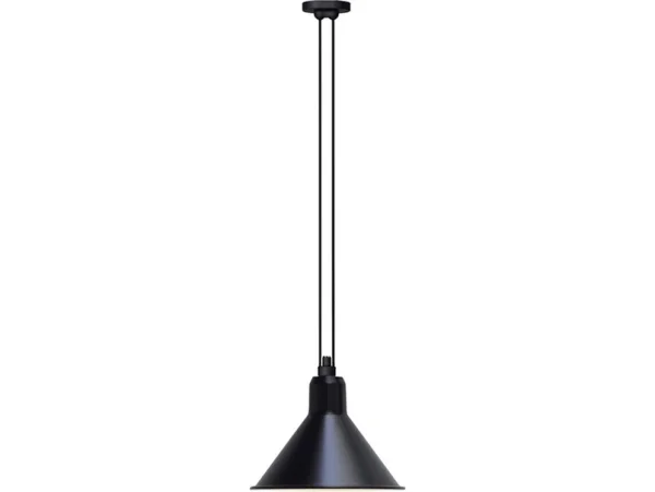 Lampe Gras - 322 L Pendelleuchte Konisch Schwarz/Kupfer