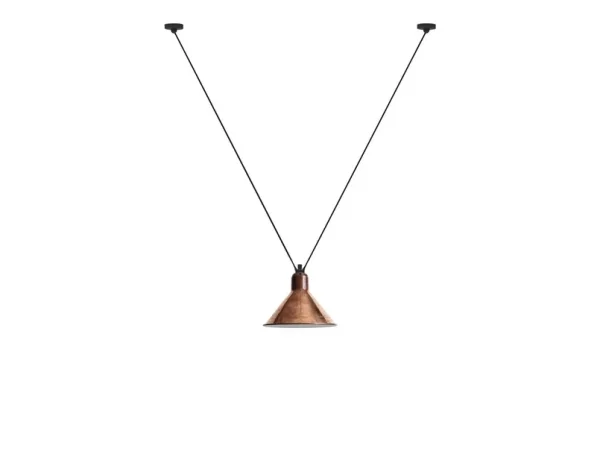 Lampe Gras - 323 L Pendelleuchte Conical Raw Copper/White